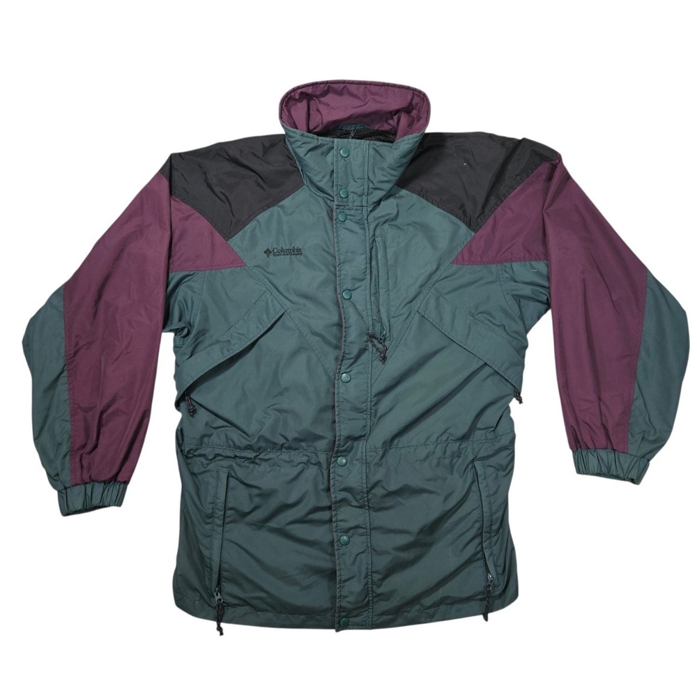 Vintage Columbia Williwaw Jacket Mens Medium Teal Purple Colorblock Parka 90s